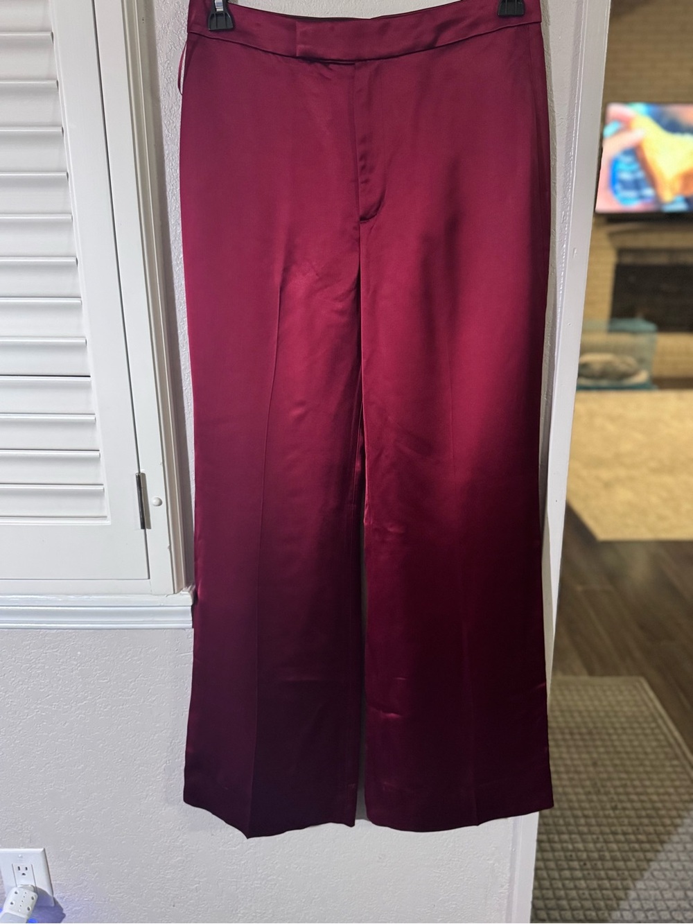 Banana Republic burgundy wide-leg satin trousers